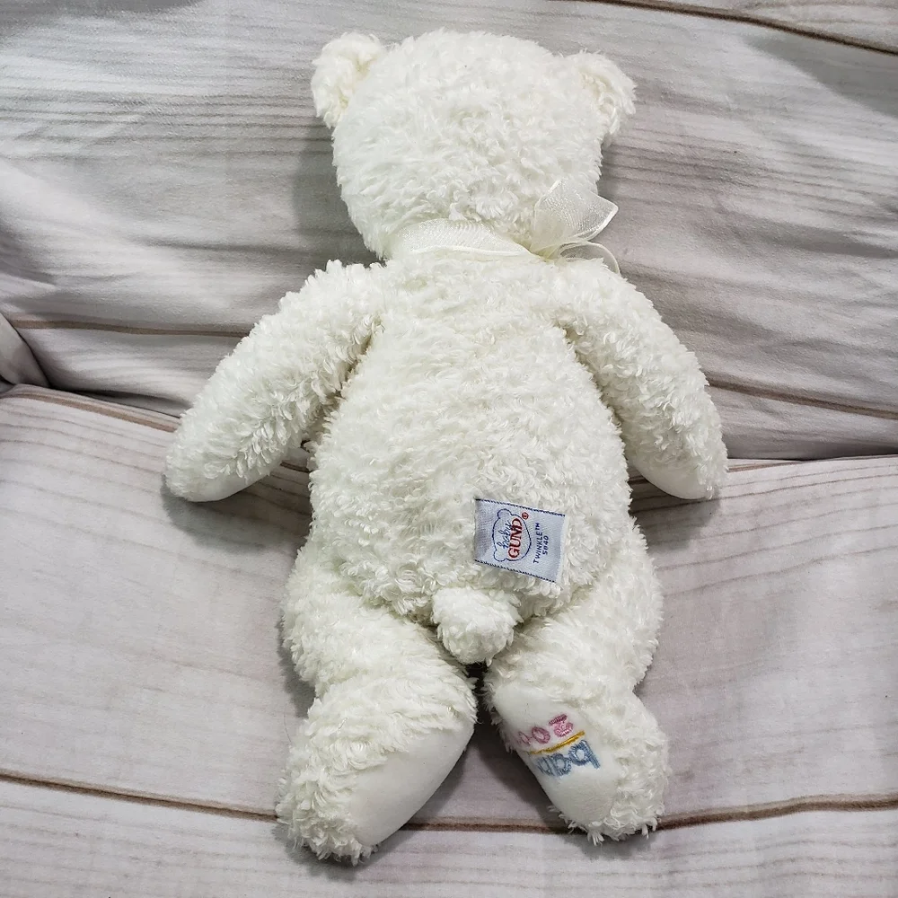 ๐SOLD๐ Baby Gund Twinkle White Teddy Bear 14" Plush Stuffed Animal Curly 2001 - Picture 6 of 9